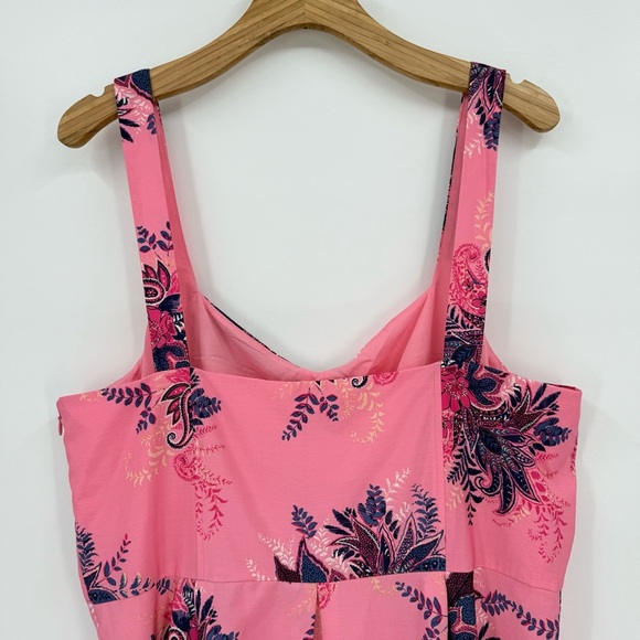 LOFT Paisley Corset Seamed Flare Summer Dress in Pink Multi Size 16 - Picture 15 of 15